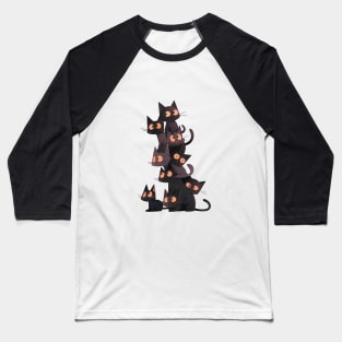 Nine black cats Stacking - Spooky Month Edition Baseball T-Shirt